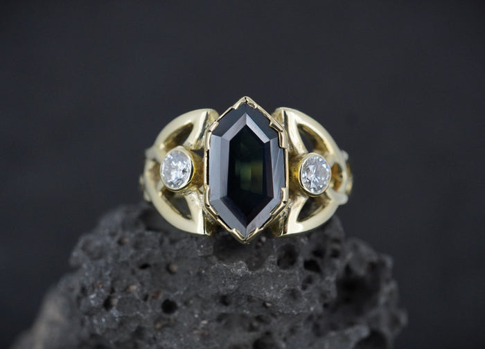 Scottish Sapphire 'Trinity Ring' with Diamonds & Scottish Gold