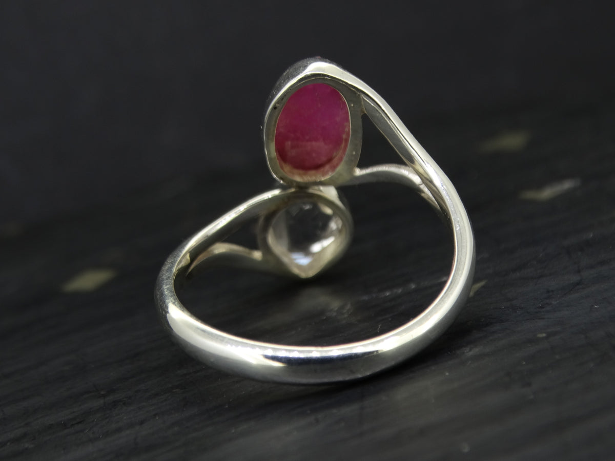 Herkimer Diamond and Ruby Sterling Silver Ring