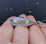 'Fehu' Ardownie Agate, on a Scottish Gold & Silver Pendant