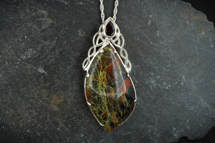 Scottish Lewisian & Pyrope Garnet Sterling Silver Pendant