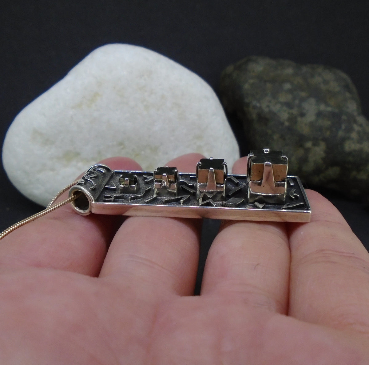 'Totem' Cubic Pyrite Sterling Silver Pendant