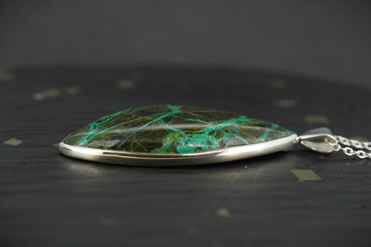 Cornwall Chrysocolla & Cuprite Sterling Silver Pendant