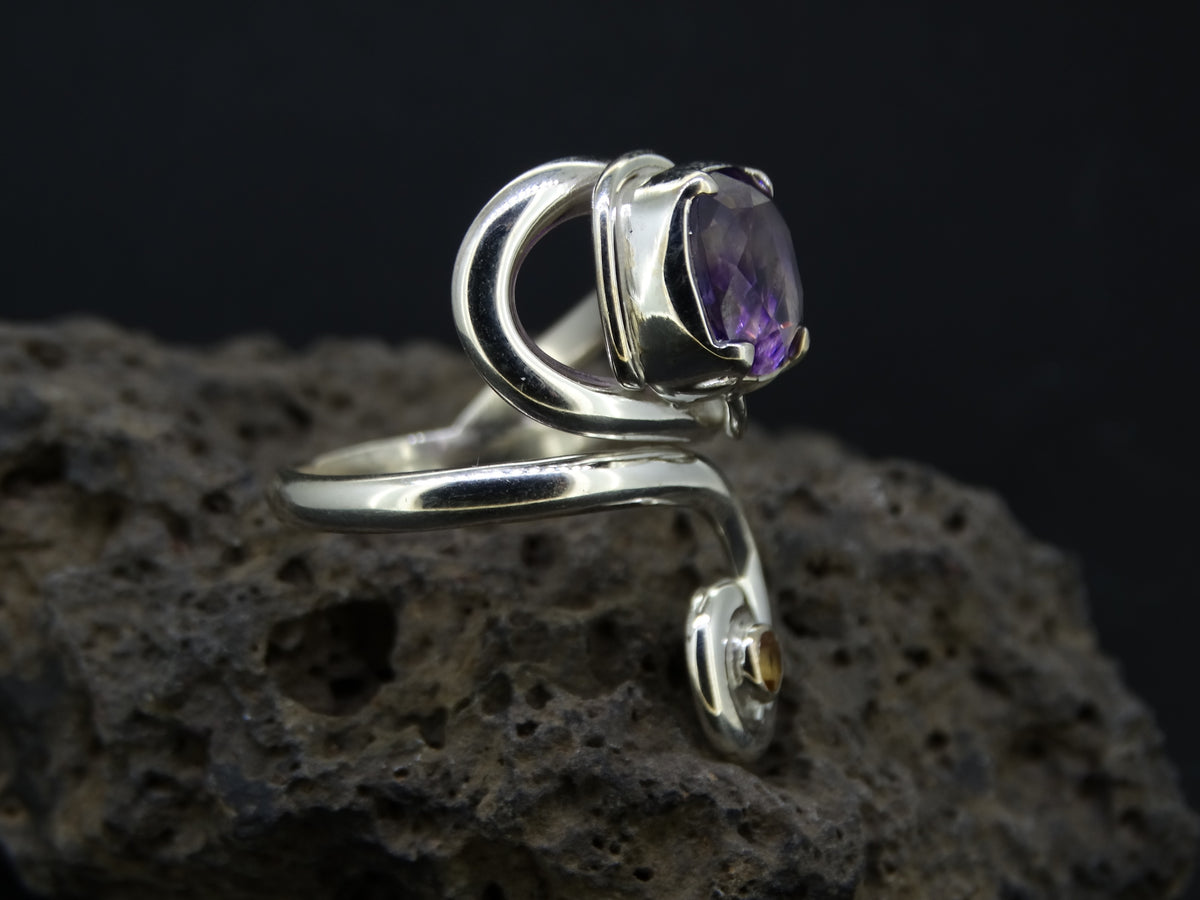 Amethyst and Citrine Sterling Silver Ring