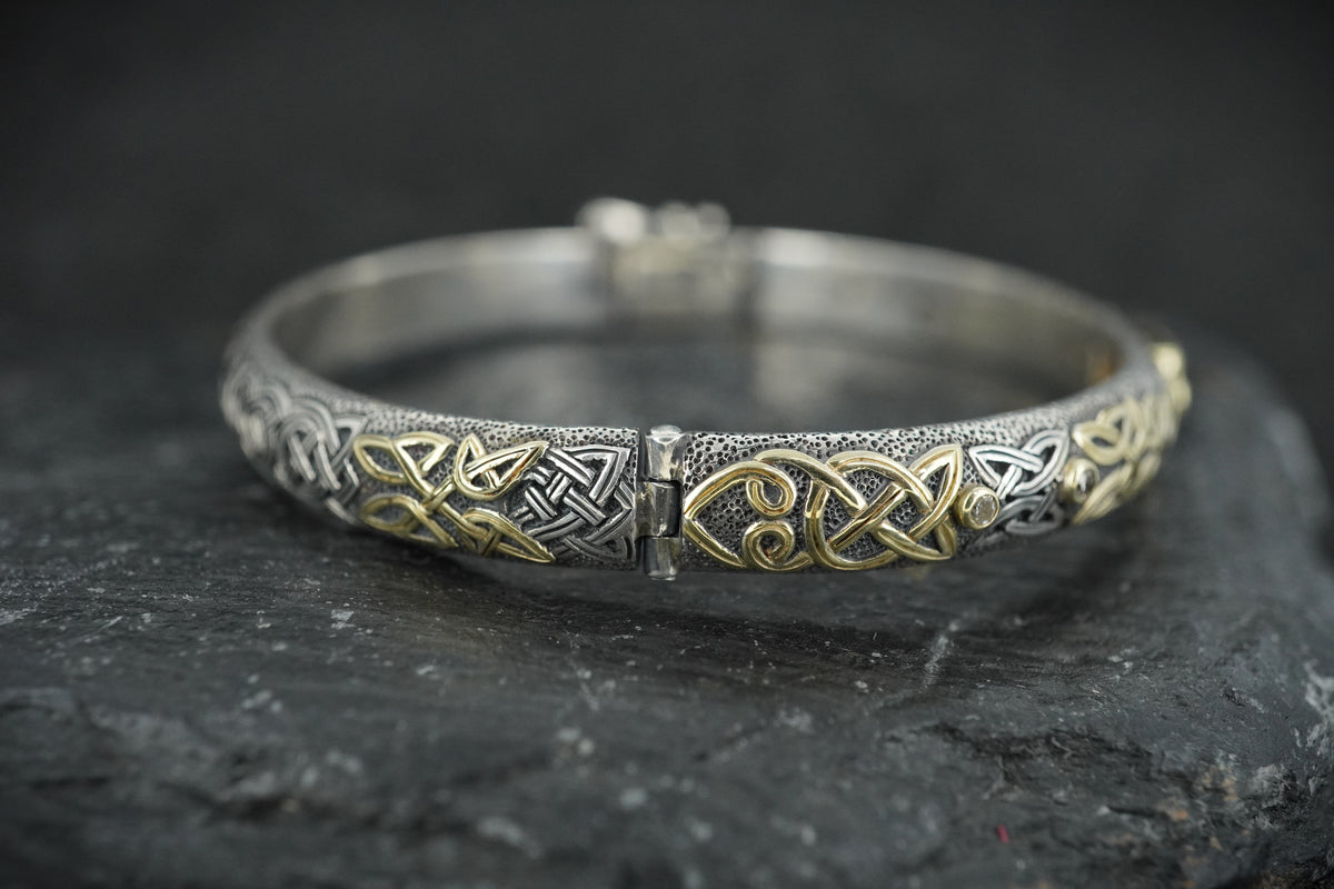 Scottish Sapphire & Diamonds with Scottish Gold, Sterling Silver Bracelet