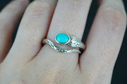 Sleeping Beauty Turquoise Sterling Silver Serpent Ring
