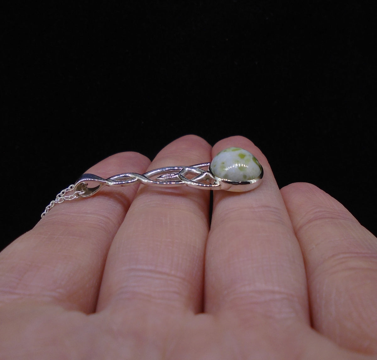 Iona Marble Celtic Knot Sterling Silver Pendant