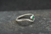 Emerald Sterling Silver Serpent Ring