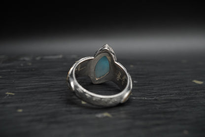 AAA 3ct Larimar Ring with 18ct Gold & Sterling Silver