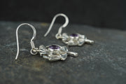 Amethyst Thistle Sterling Silver Pendant & Earrings Set