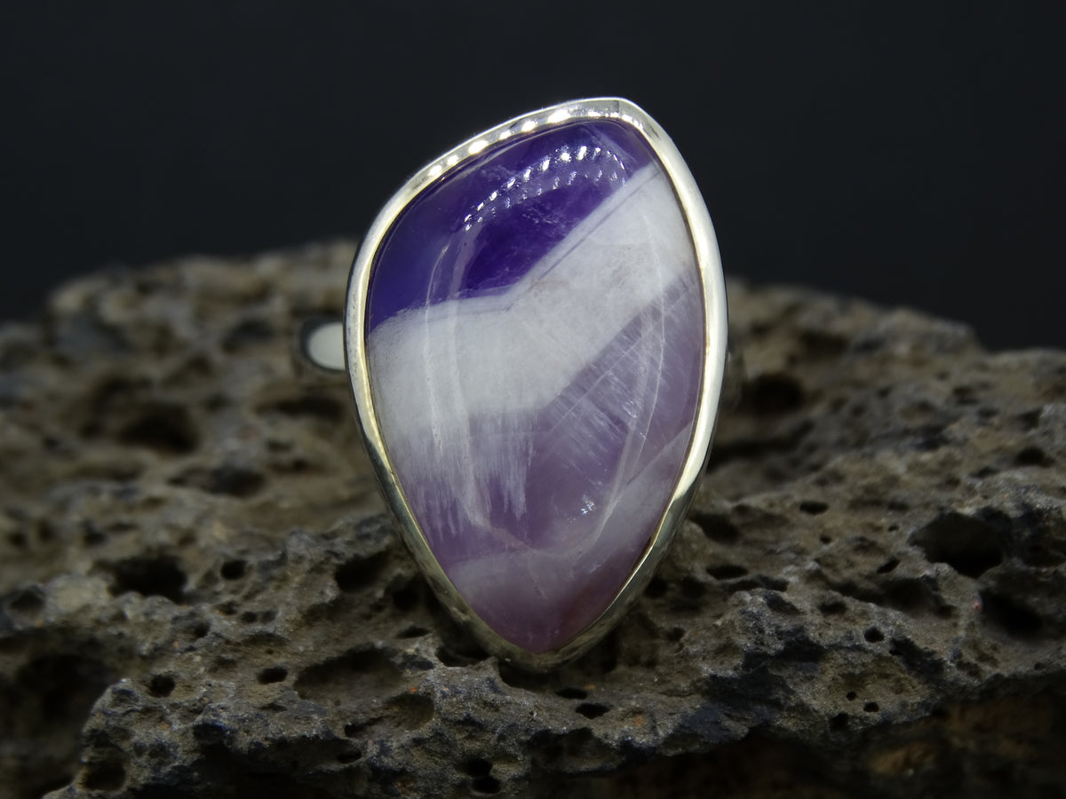 Chevron Amethyst Sterling Silver Ring
