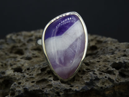 Chevron Amethyst Sterling Silver Ring