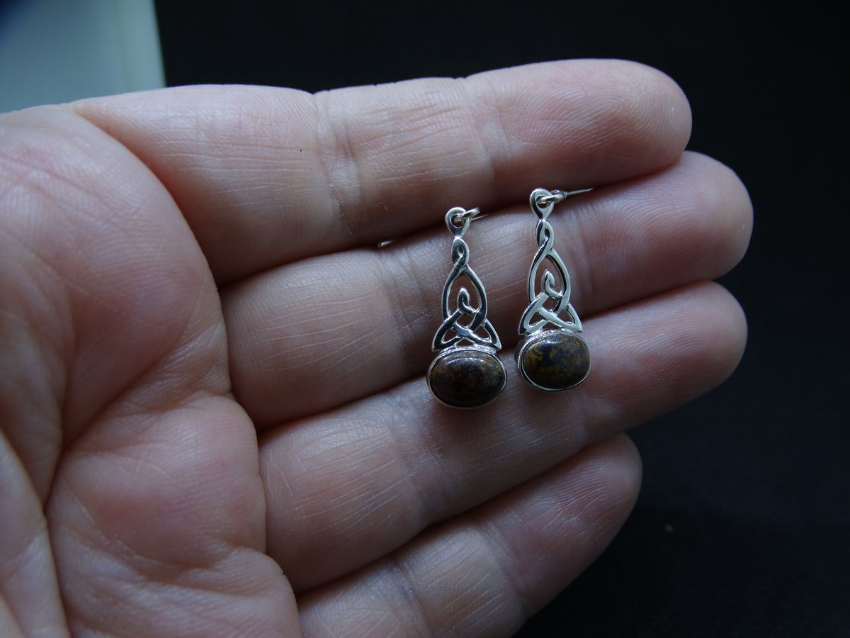 Scottish Red Jasper Sterling Silver Celtic Earrings