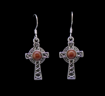 Scottish Lewisian Celtic Cross Sterling Silver Earrings