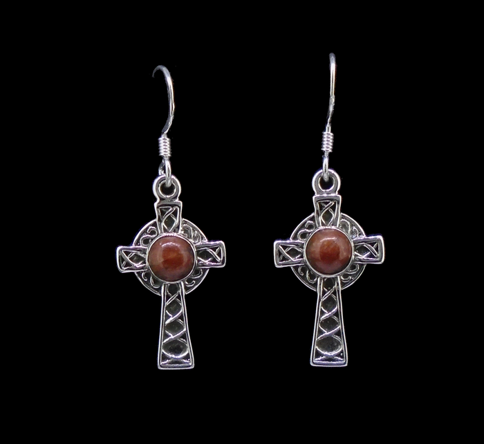 Lewisian Celtic Cross Sterling Silver Earrings