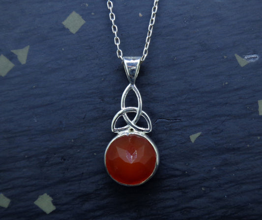 Indian Carnelian Sterling Silver Celtic Pendant
