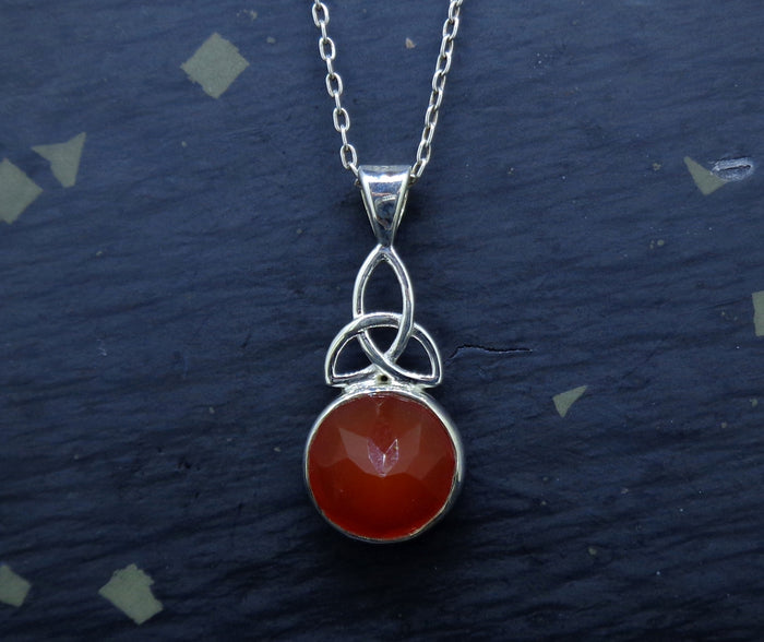 Carnelian Sterling Silver Celtic Pendant