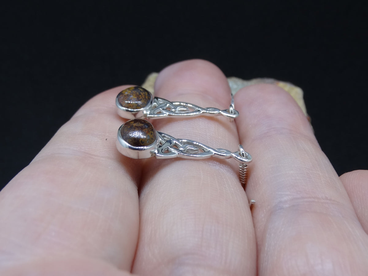 Scottish Red Jasper Sterling Silver Celtic Earrings