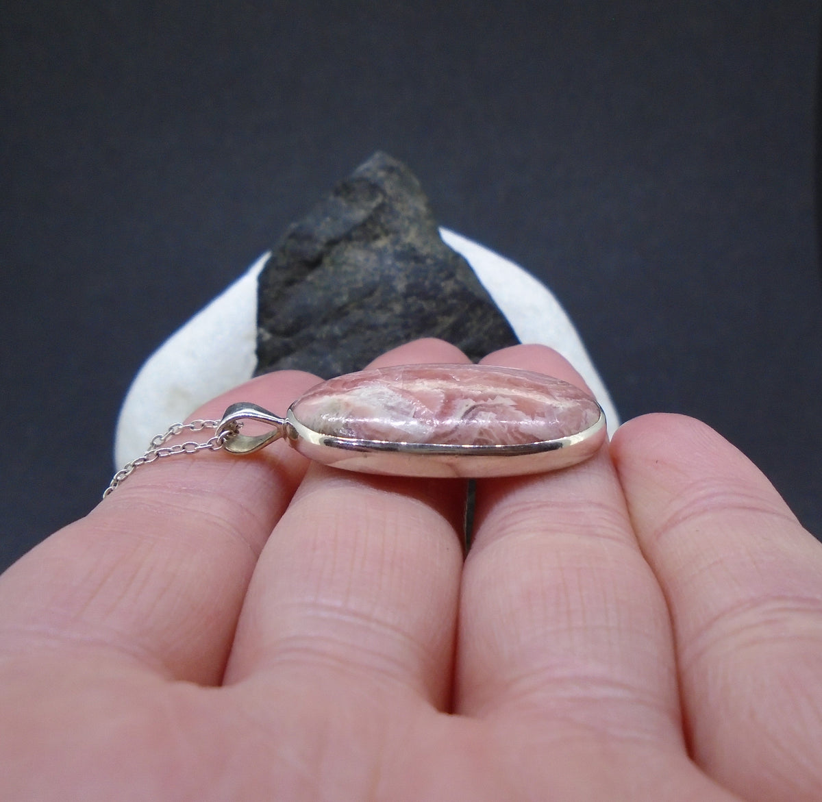 Rhodochrosite Sterling Silver Pendant