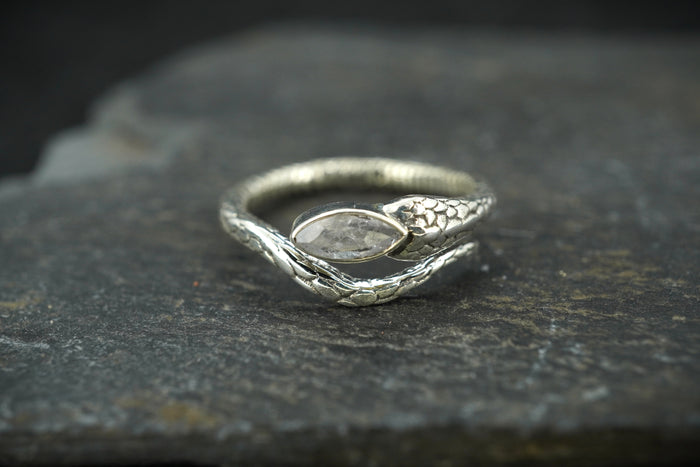 Kingdom 'Diamond' Sterling Silver Serpent Ring