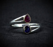 Pink & Indigo Sapphire 18ct Gold & Sterling Silver Ring