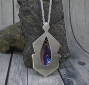 Fordite & Multi-Gemstone Sterling Silver Pendant