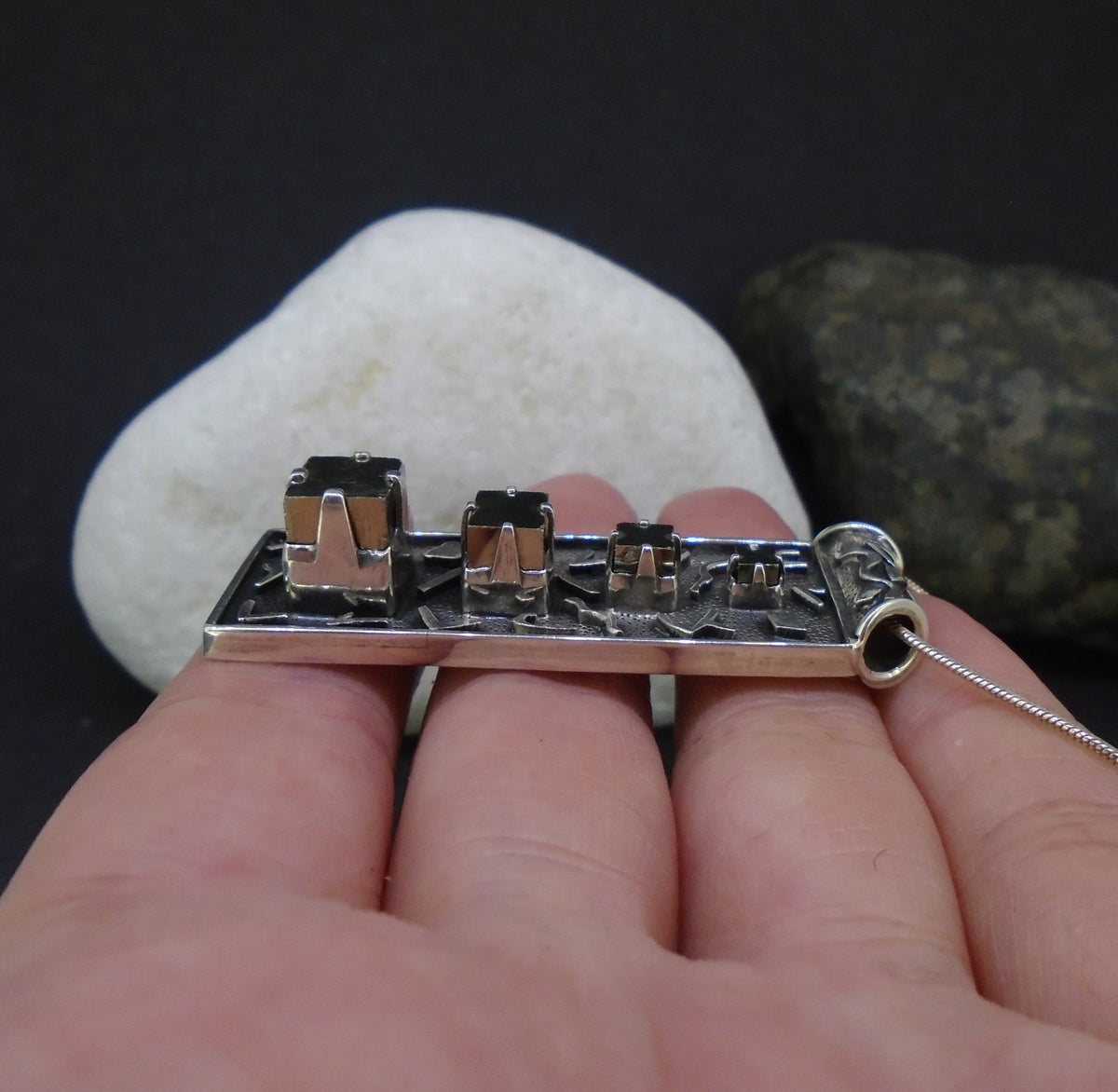 'Totem' Cubic Pyrite Sterling Silver Pendant