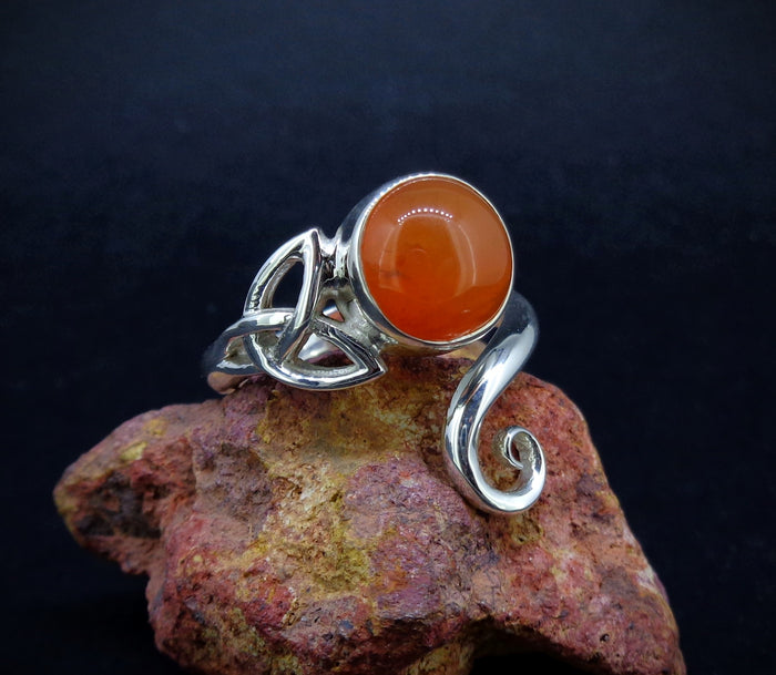 Carnelian Sterling Silver Celtic Ring