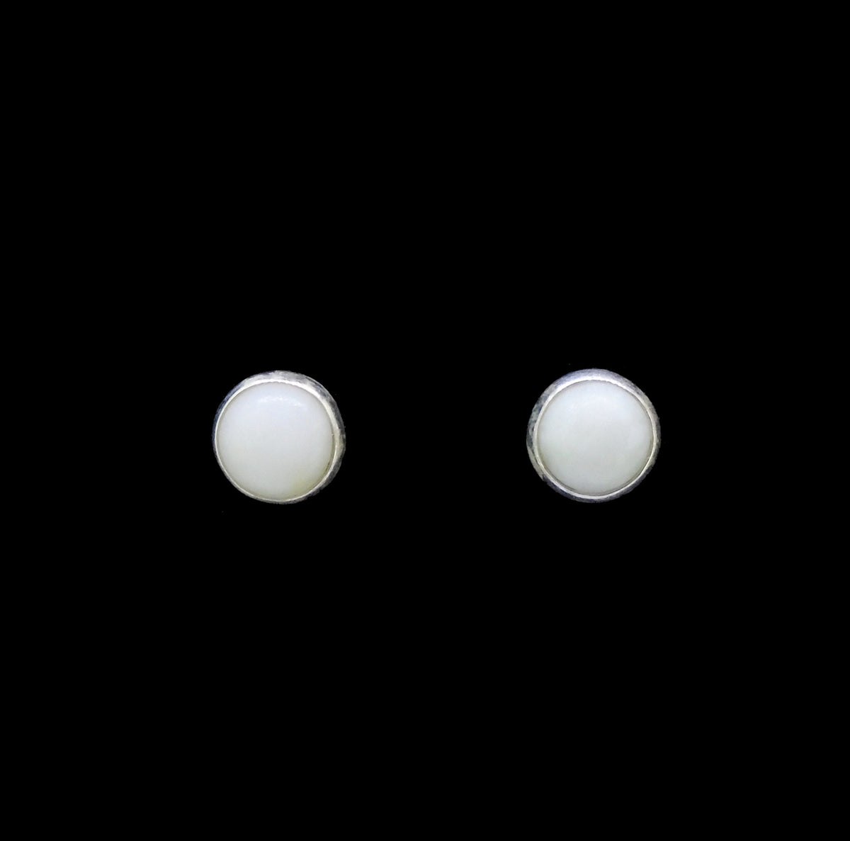 Round 6mm Iona Marble Sterling Silver Stud Earrings
