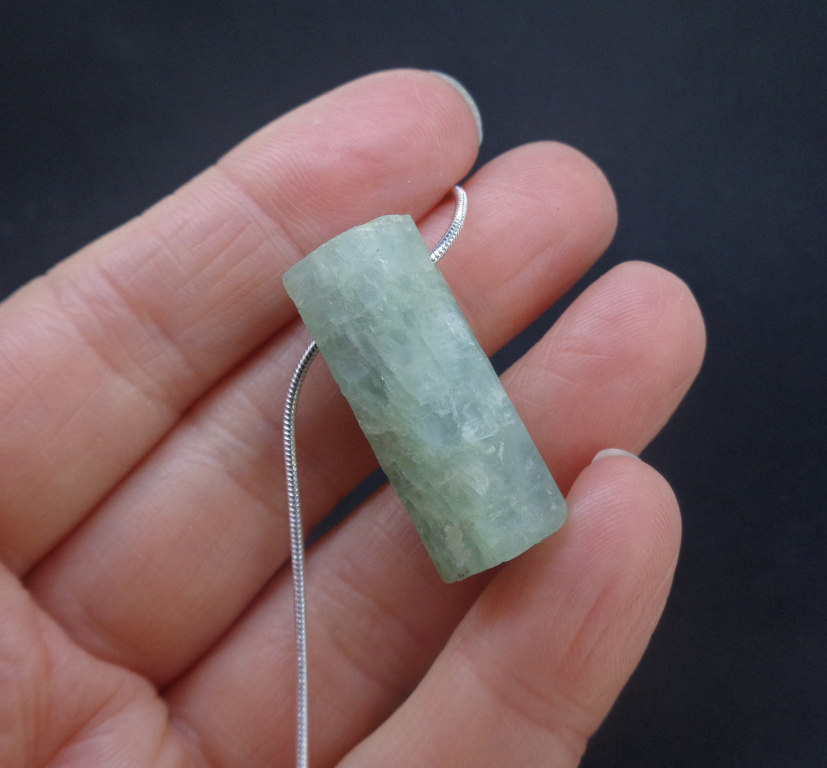 Rough Aquamarine Sterling Silver Necklace