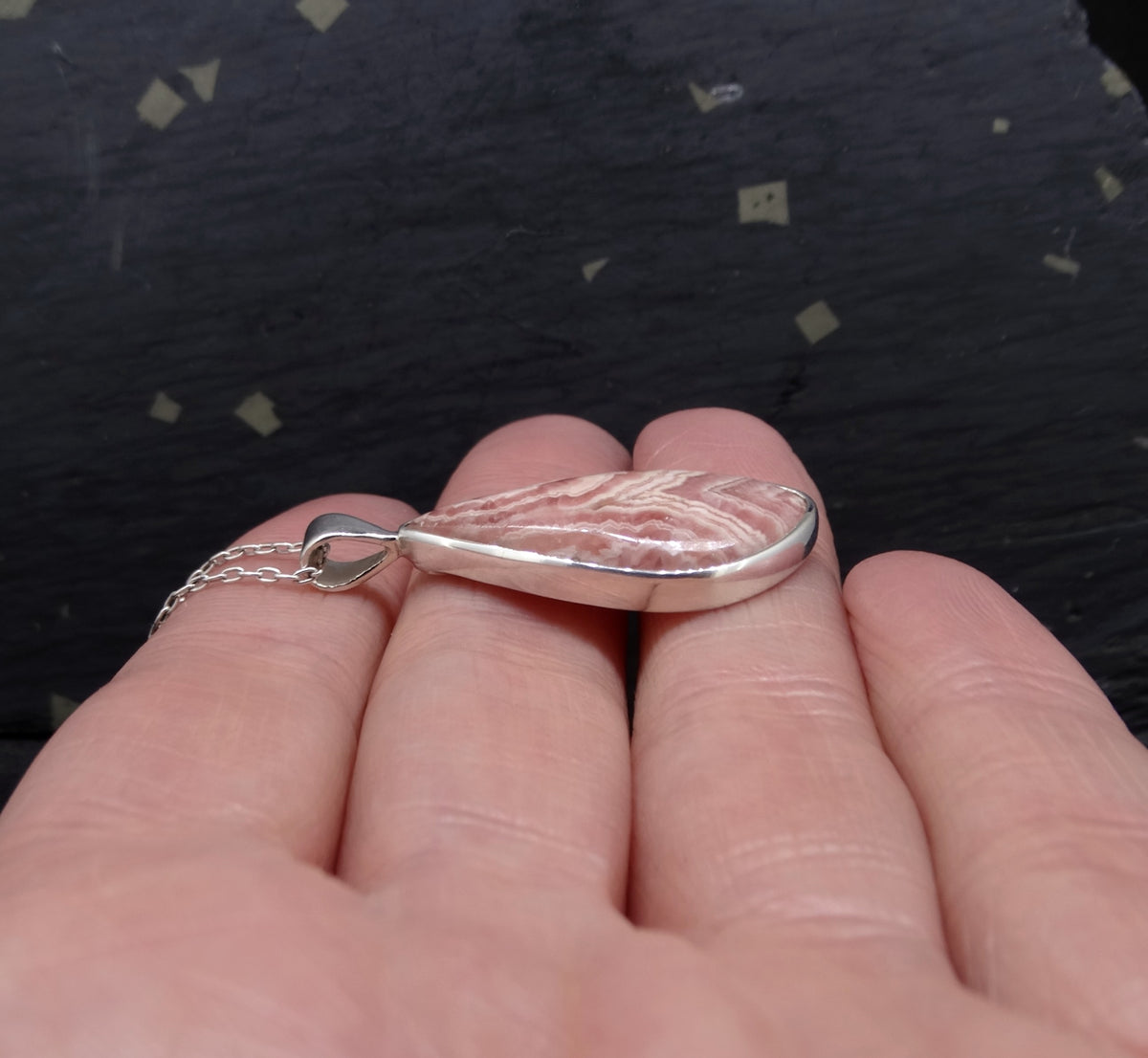 Rhodochrosite Sterling Silver Pendant