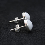 White Skye Marble Sterling Silver Stud Earrings (8mm)