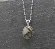 Dainty Skye Marble Sterling Silver Oval Pendant