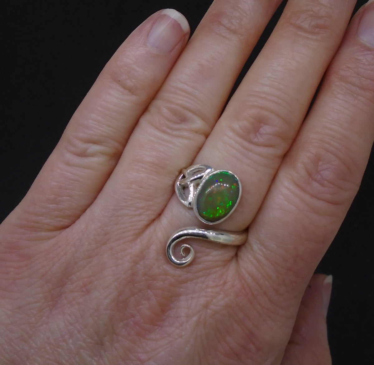 Welo Opal Sterling Silver Celtic Ring