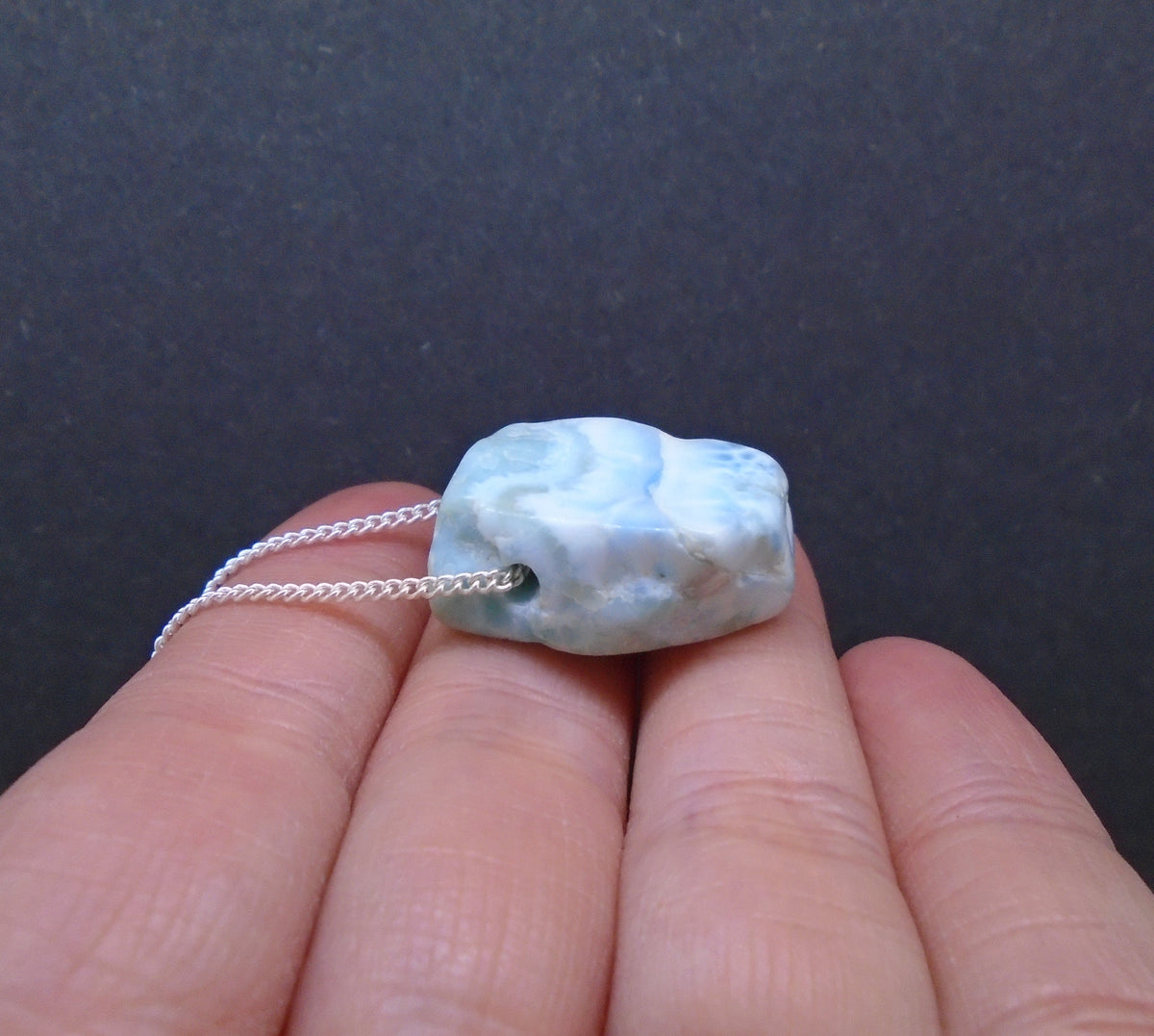 Larimar Nugget with Sterling Silver Chain