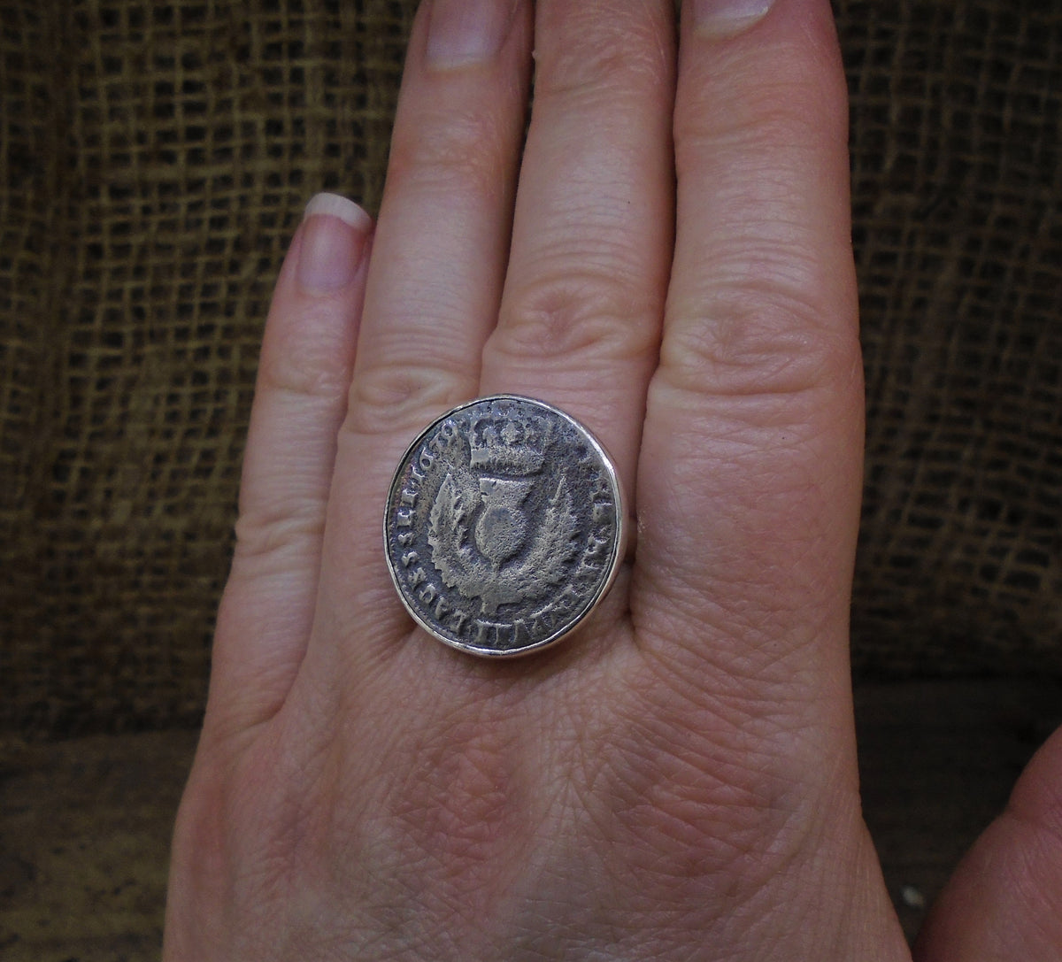 Bawbee Coin Sterling Silver Ring