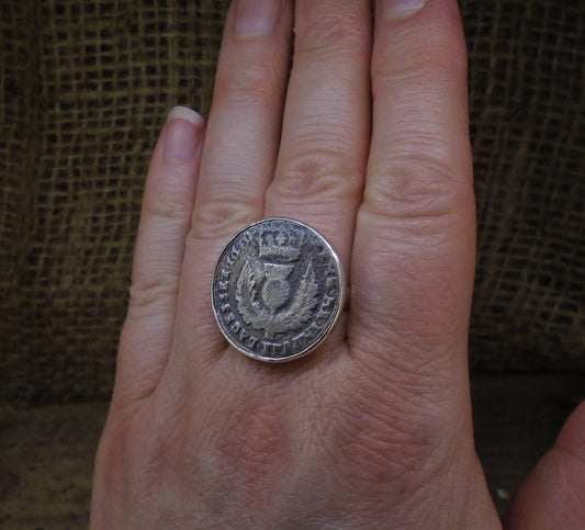 Bawbee Coin Sterling Silver Ring