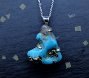 Campitos Natural Turquoise & Pyrite Nugget Sterling Silver Pendant