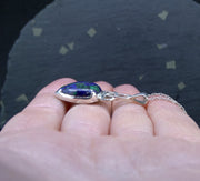 Azurite Malachite Sterling Silver Celtic Pendant