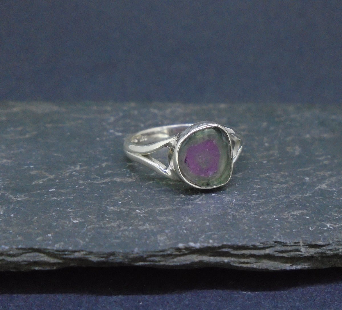 Watermelon Tourmaline Sterling Silver Ring