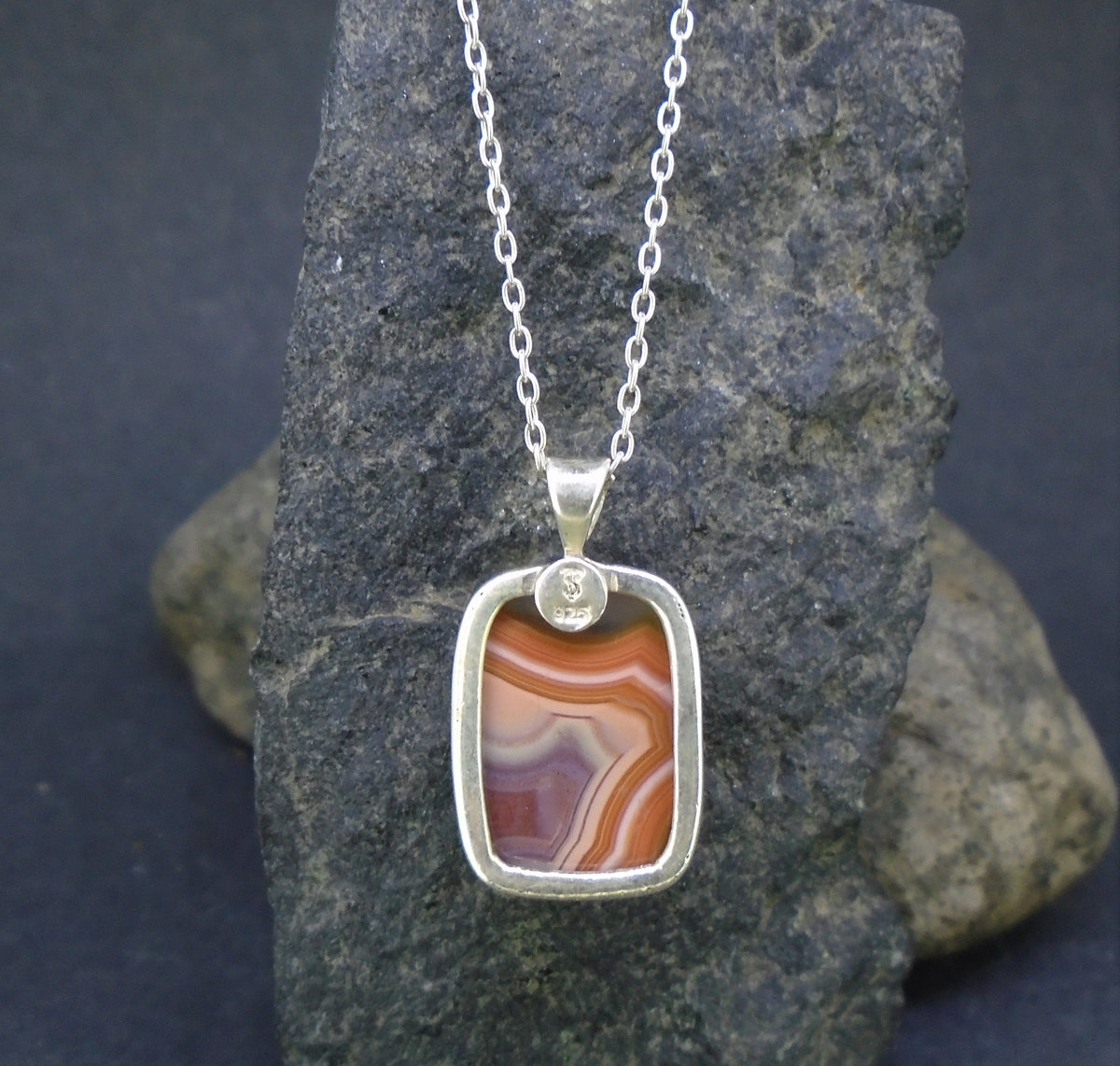 Botswana Agate Sterling Silver Pendant