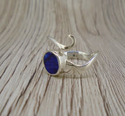 Old Willow Flow Blue Sterling Silver Adjustable Wave Ring