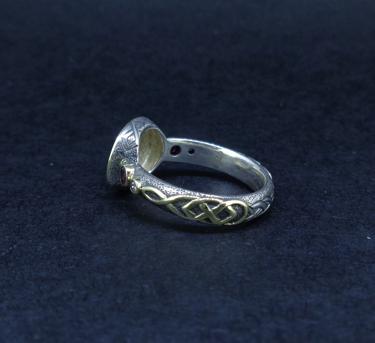 'Sæla' Scottish Sapphire, Garnet & Diamond Scottish Gold Sterling Silver Ring