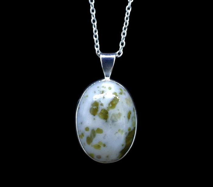 Light Iona Marble Sterling Silver Pendant
