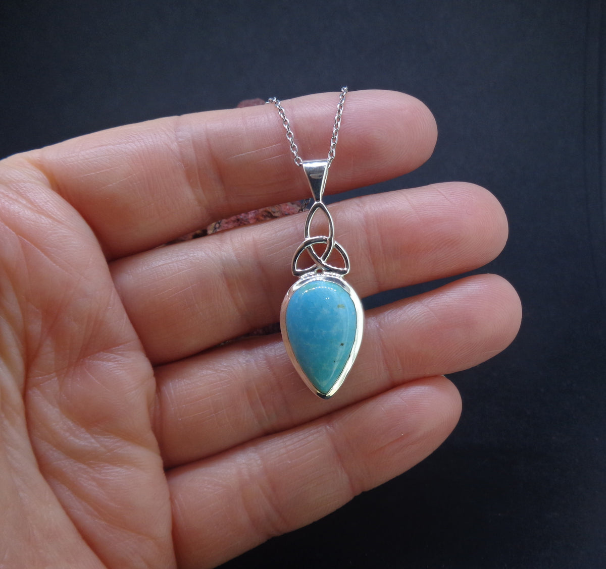 Amazonite Sterling Silver Celtic Pendant