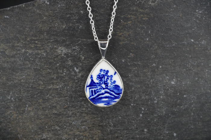 Old Willow House & Tree Sterling Silver Pendant