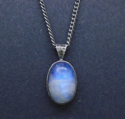 Blue Moonstone Sterling Silver Pendant
