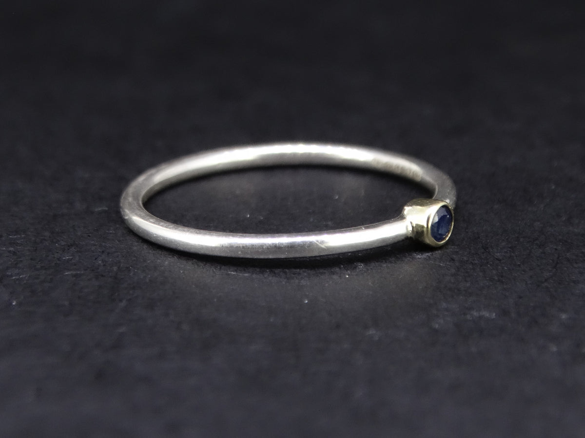 Delicate Scottish Sapphire with Scottish Gold, Sterling Silver Ring