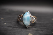 AAA 3ct Larimar Ring with 18ct Gold & Sterling Silver