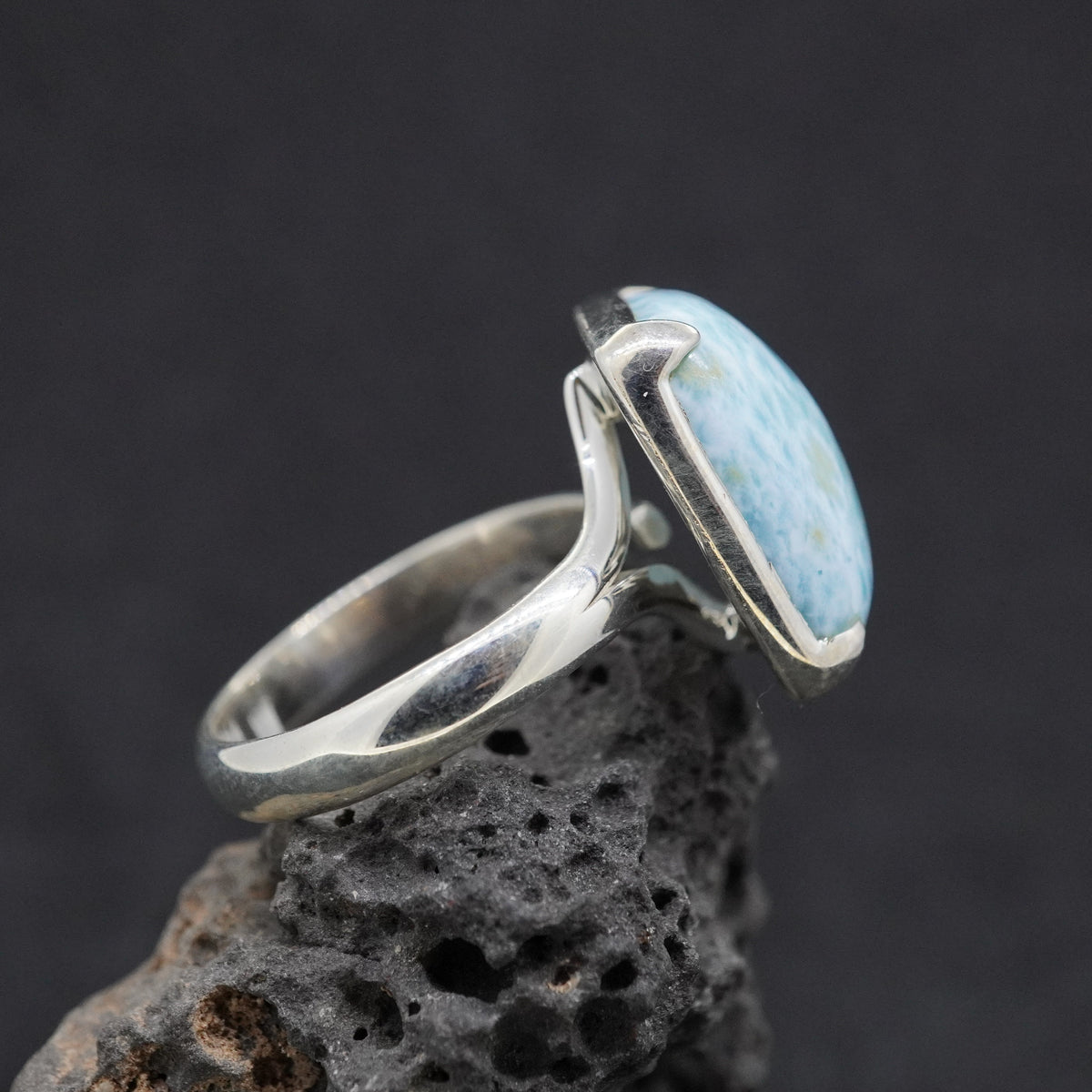 Larimar Adjustable Sterling Silver Ring