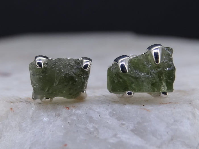 Moldavite Sterling Silver Stud Earrings